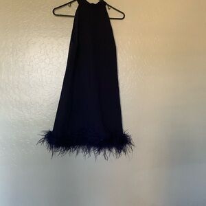 Sam Edelman feather trim sheath dark purple cocktail dress